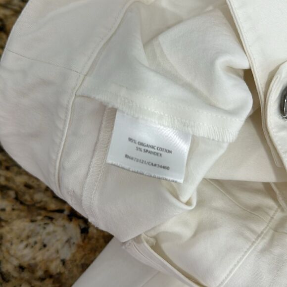 Eileen Fisher Organic Cotton Blend White Mid Rise Slim Pants Size 8 - Picture 6 of 10